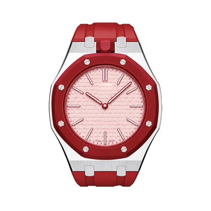 Oak Pop Red Steel Silicone Strap