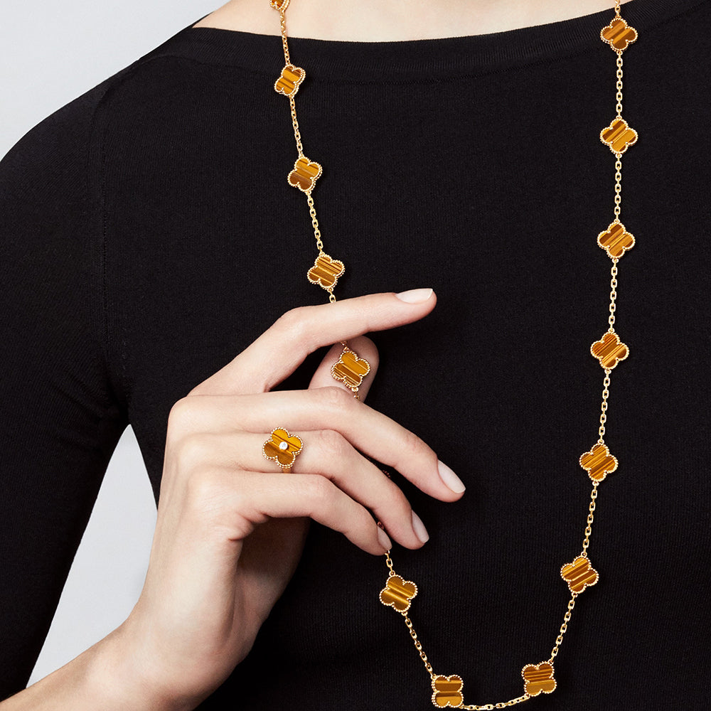 [Elowen Jewels]CLOVER 20 MOTIFS TIGER EYE ROSE GOLD