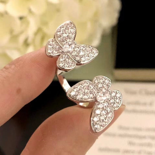 [Elowen Jewels]TWIN SILVER BUTTERFLY DIAMOND RING