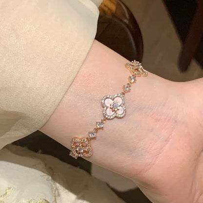 [Elowen Jewels]CLOVER 5 MOTIF PINK BLUE RED WHITE BRACELET