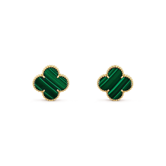 [Elowen Jewels]CLOVER MINI 9.5MM MALACHITE  EARRINGS