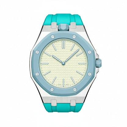 Oak Pop Sky Blue Steel Silicone Strap