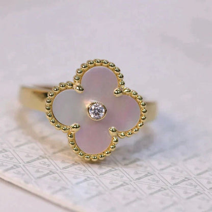 [Elowen Jewels]CLOVER PINK MOP RING GOLD DIAMOND