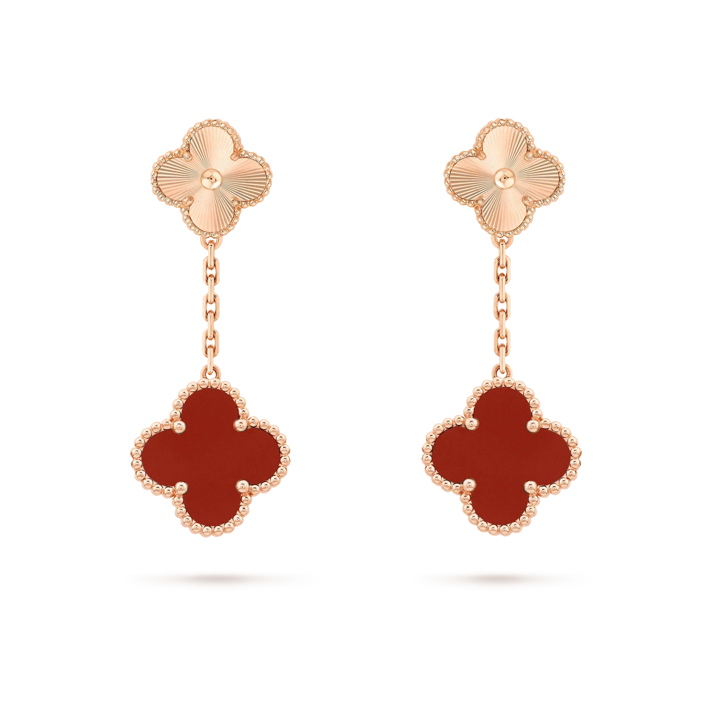 [Elowen Jewels]CLOVER 2 MOTIF  LASER CARNELIAN EARRINGS