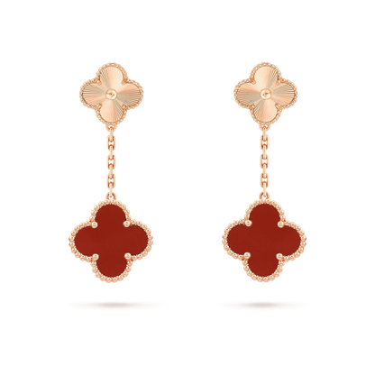 [Elowen Jewels]CLOVER 2 MOTIF  LASER CARNELIAN EARRINGS