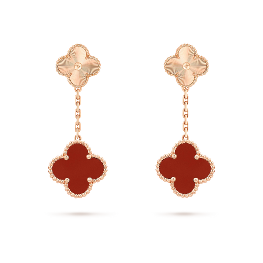 [Elowen Jewels]CLOVER 2 MOTIF  LASER CARNELIAN EARRINGS