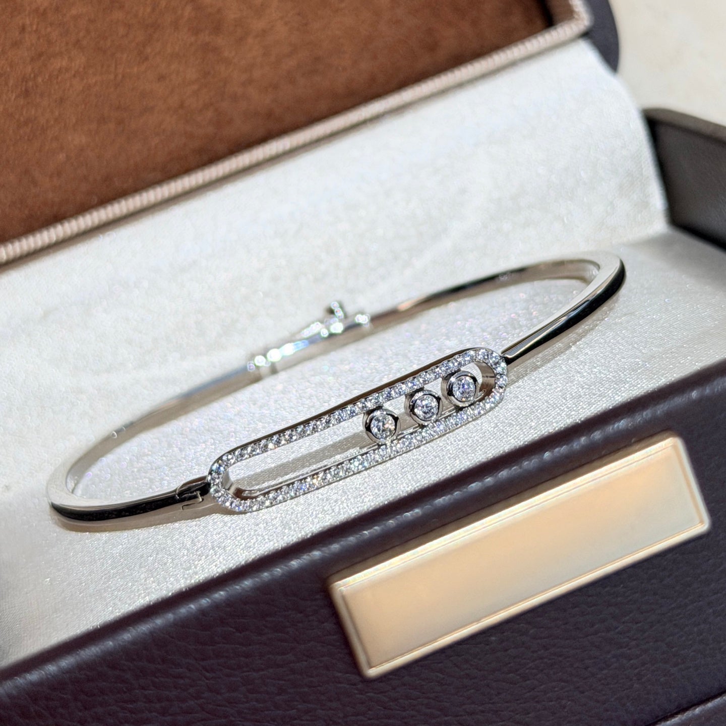 [Elowen Jewelry]Move Pavé Diamond Bangle Bracelet M