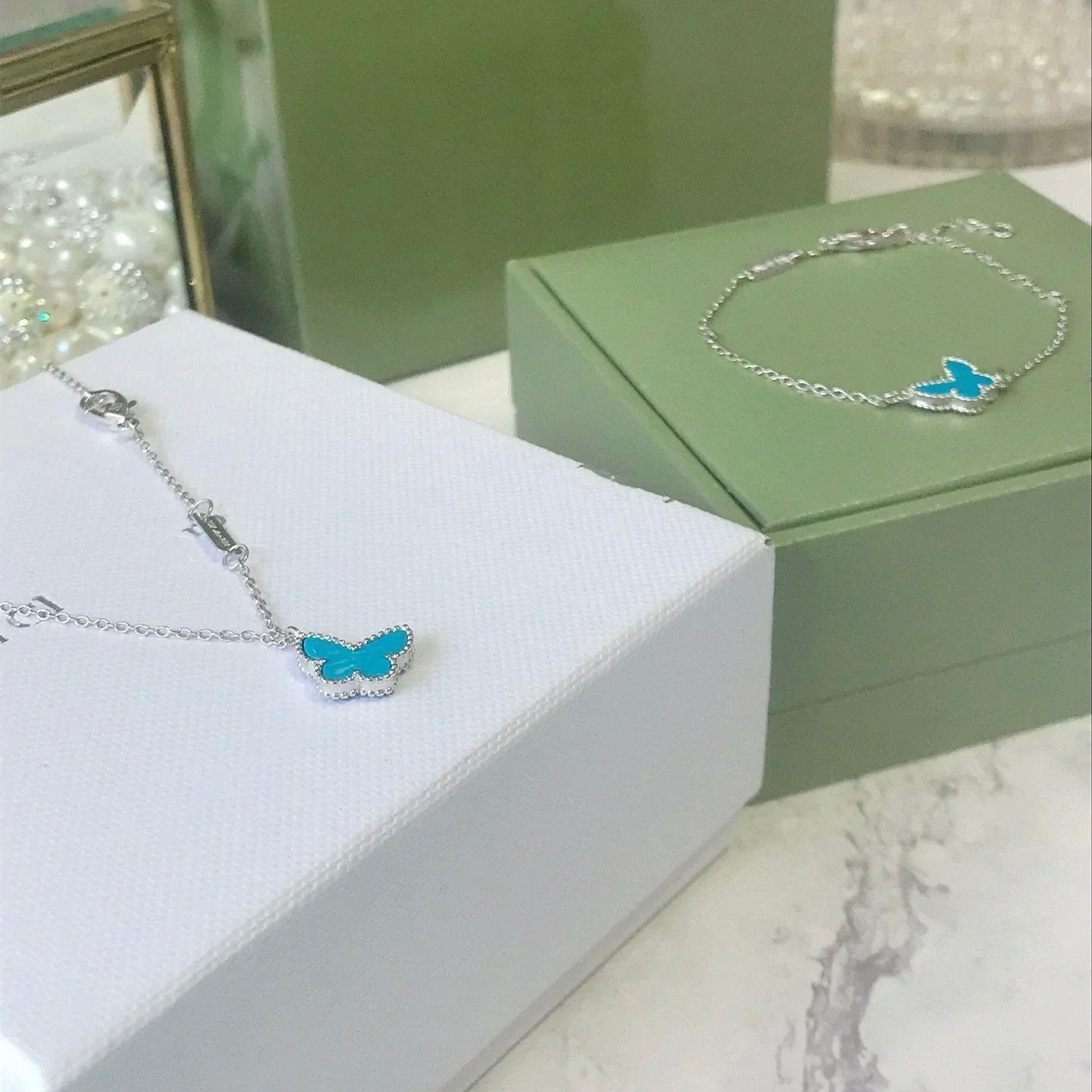 [Elowen Jewels]BUTTERFLY TURQUOISE BUTTERFLY BRACELET SILVER