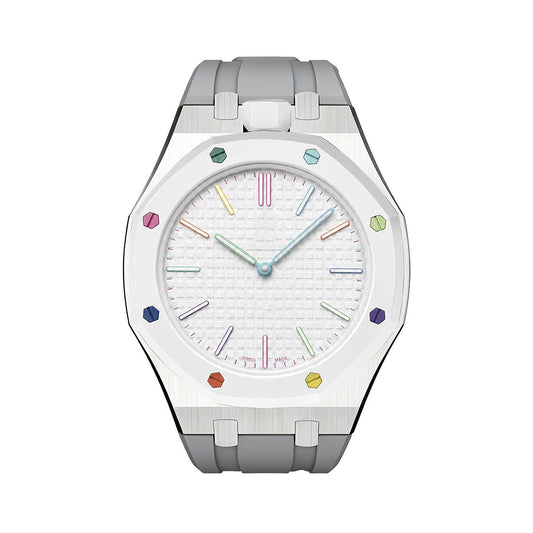 Oak Pop Gray Steel Silicone Strap