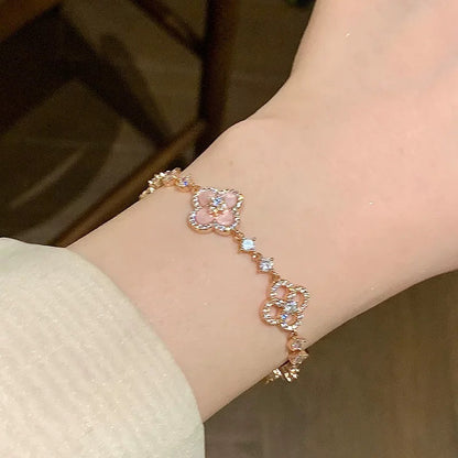 [Elowen Jewels]CLOVER 5 MOTIF PINK BLUE RED WHITE BRACELET