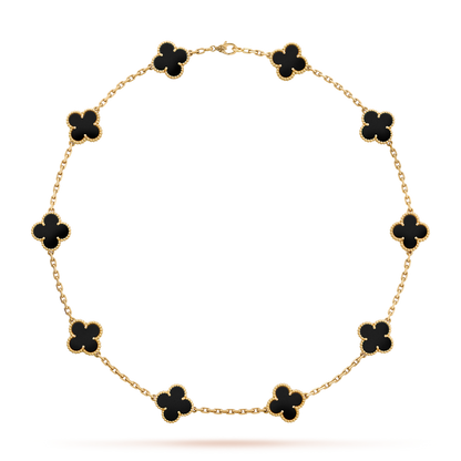 [Elowen Jewels]CLOVER 10 MOTIFS ONYX NECKLACE