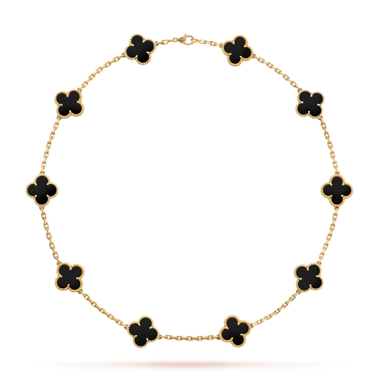 [Elowen Jewels]CLOVER 10 MOTIFS ONYX NECKLACE
