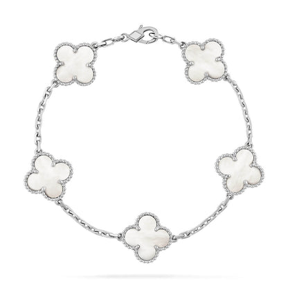[Elowen Jewels]CLOVER WHITE PEARL MOP 5 MOTIF BRACELET COLLECTION