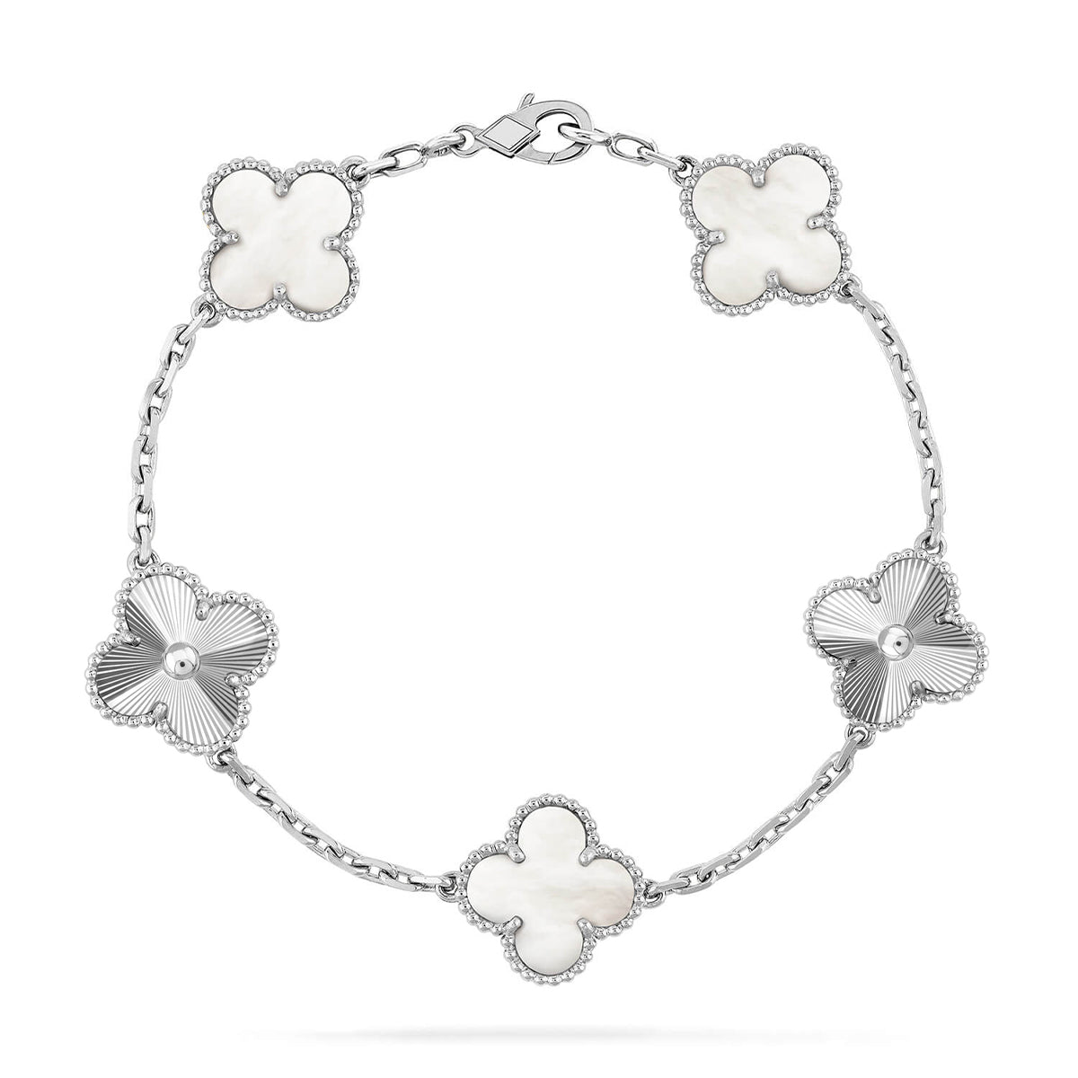 [Elowen Jewels]CLOVER WHITE PEARL MOP 5 MOTIF BRACELET COLLECTION