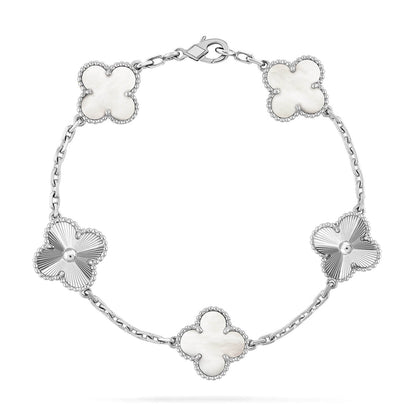 [Elowen Jewels]CLOVER WHITE PEARL MOP 5 MOTIF BRACELET COLLECTION
