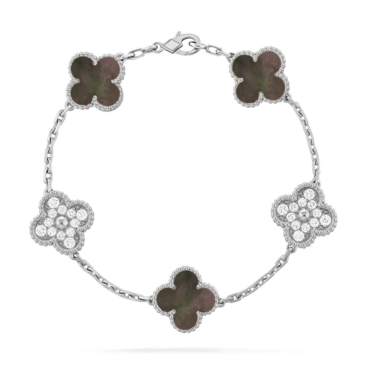 [Elowen Jewels] CLOVER 5 MOTIF GRAY MOP BRACELET COLLECTION