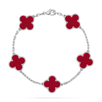 [Elowen Jewels] CLOVER 5 MOTIF RED CORNELIAN BRACELET COLLECTION