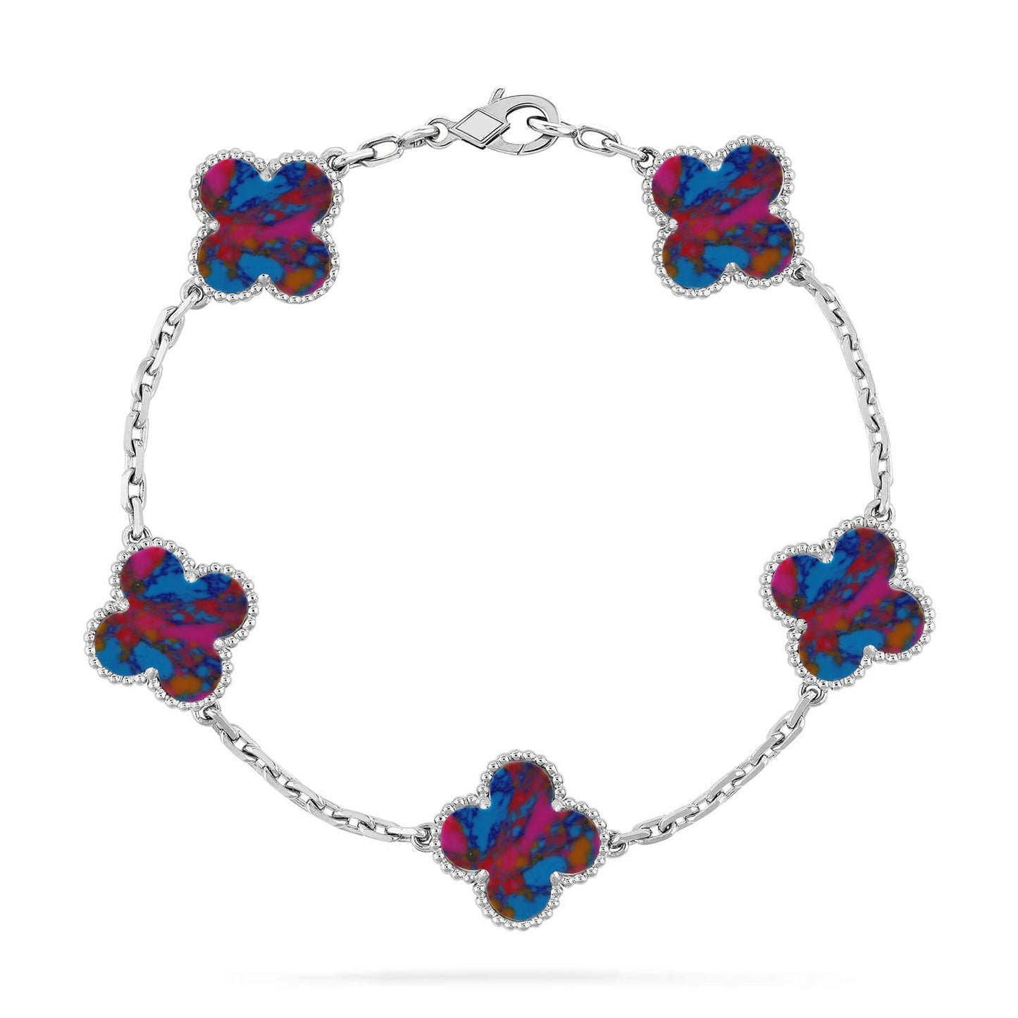 [Elowen Jewels]CLOVER 5 MOTIF COLOR GEMSTONES BRACELET COLLECTION