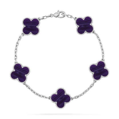 [Elowen Jewels]CLOVER 5 MOTIF PURPLE STRIPES BRACELET COLLECTION
