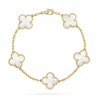 [Elowen Jewel]CLOVER WHITE PEARL MOP 5 MOTIF BRACELET COLLECTION