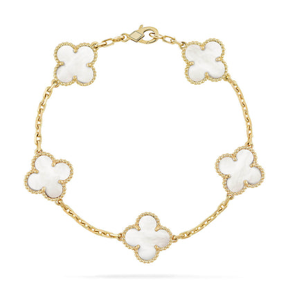 [Elowen Jewels]CLOVER WHITE PEARL MOP 5 MOTIF BRACELET COLLECTION