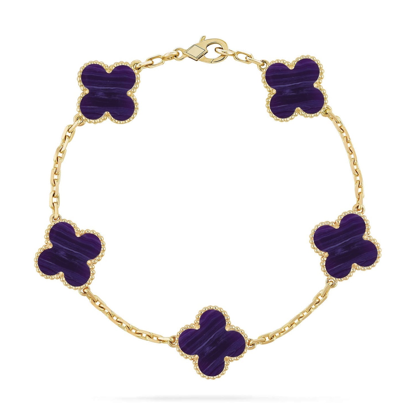 [Elowen Jewels]CLOVER 5 MOTIF PURPLE STRIPES BRACELET COLLECTION