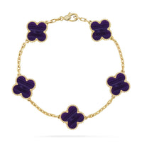 [Elowen Jewel]CLOVER 5 MOTIF PURPLE STRIPES BRACELET COLLECTION