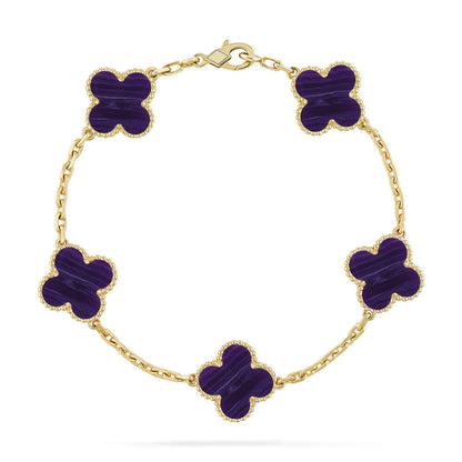 [Elowen Jewels]CLOVER 5 MOTIF PURPLE STRIPES BRACELET COLLECTION