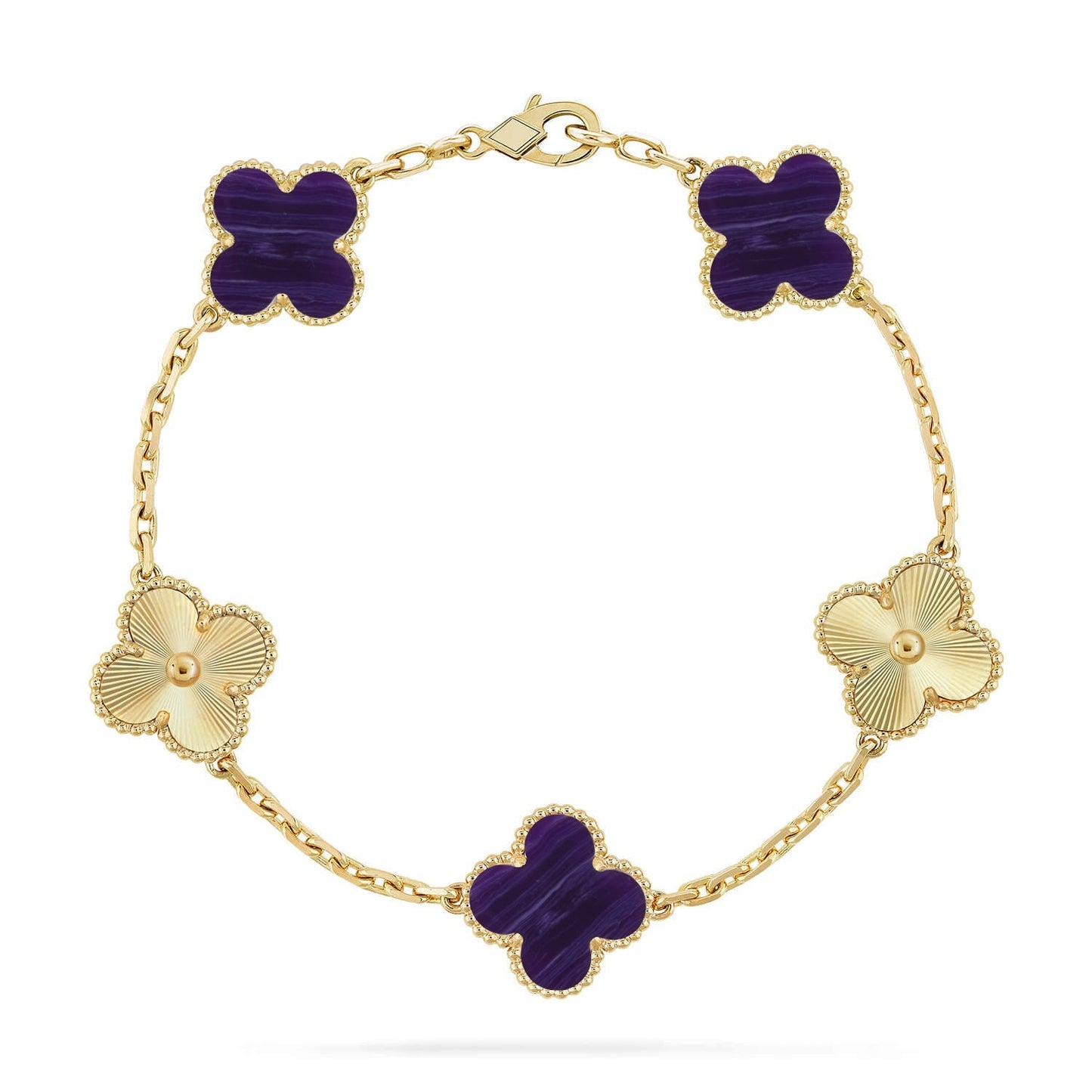 [Elowen Jewels]CLOVER 5 MOTIF PURPLE STRIPES BRACELET COLLECTION
