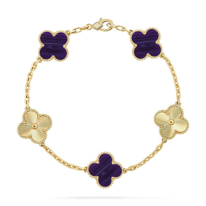 [Elowen Jewels]CLOVER 5 MOTIF PURPLE STRIPES BRACELET COLLECTION