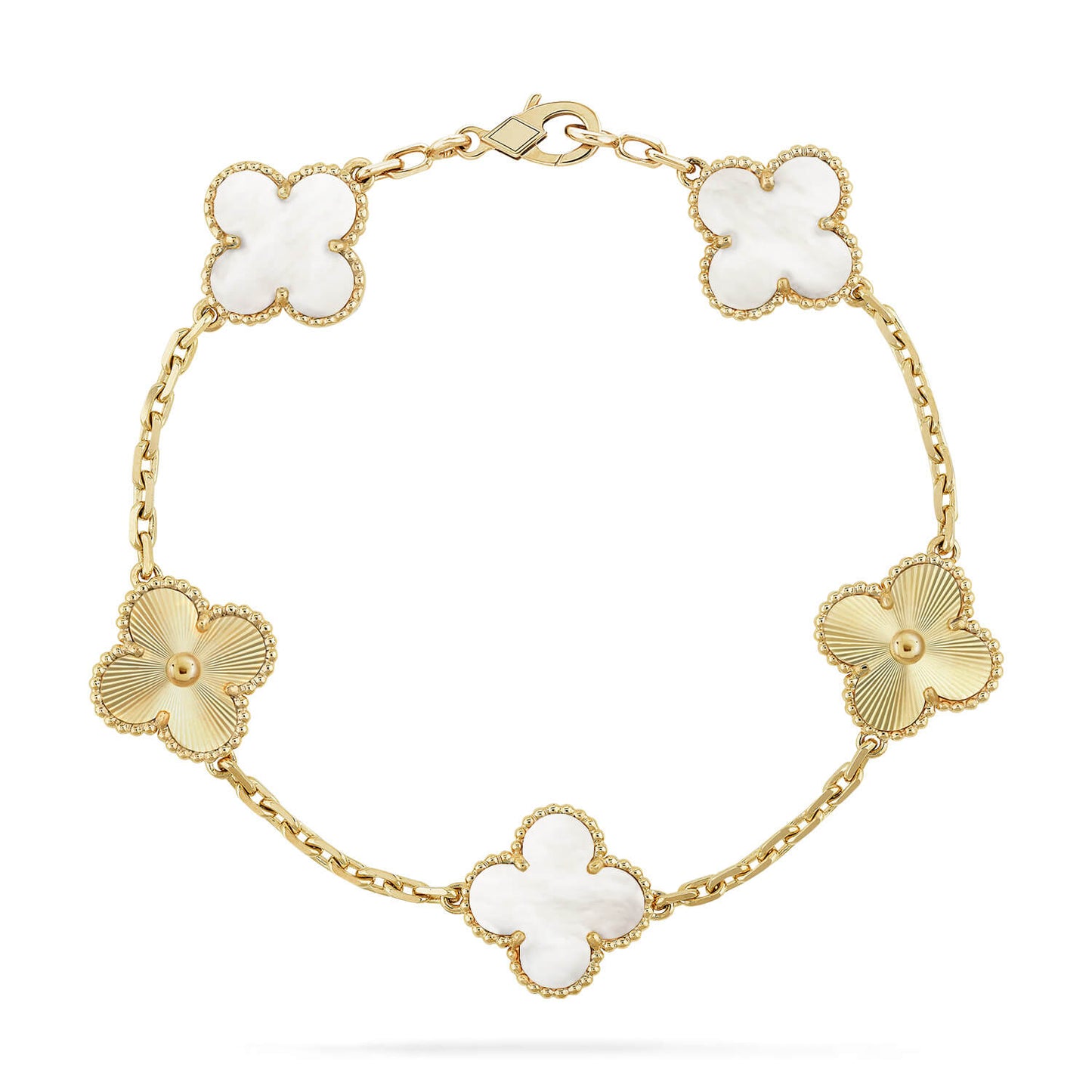 [Elowen Jewels]CLOVER WHITE PEARL MOP 5 MOTIF BRACELET COLLECTION