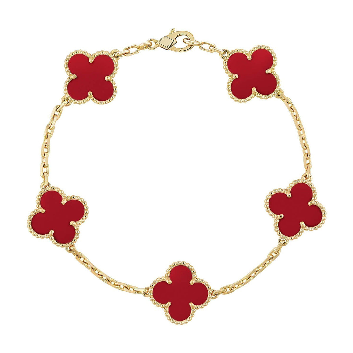 [Elowen Jewels] CLOVER 5 MOTIF RED CORNELIAN BRACELET COLLECTION