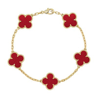 [Elowen Jewel] CLOVER 5 MOTIF RED CORNELIAN BRACELET COLLECTION
