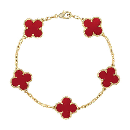 [Elowen Jewels] CLOVER 5 MOTIF RED CORNELIAN BRACELET COLLECTION