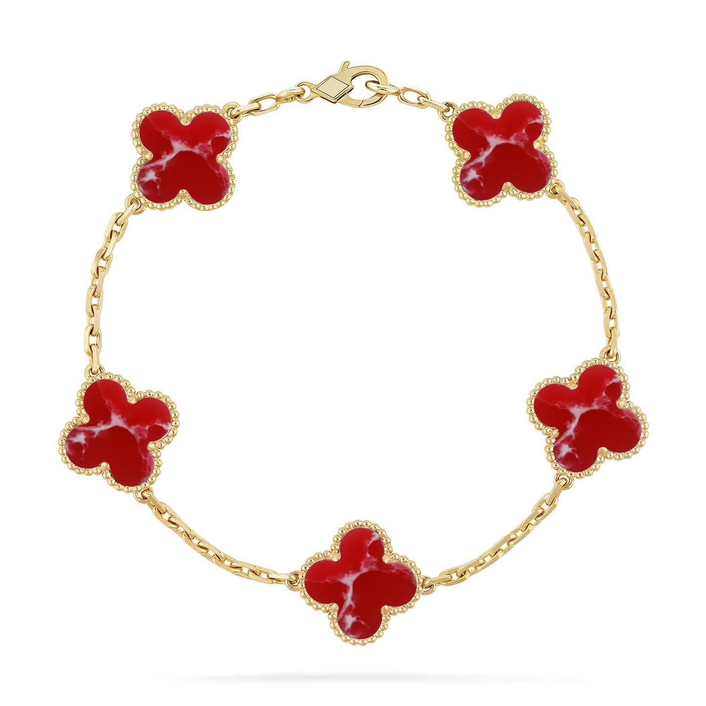 [Elowen Jewels]CLOVER 5 MOTIF RED PATTERN BRACELET COLLECTION