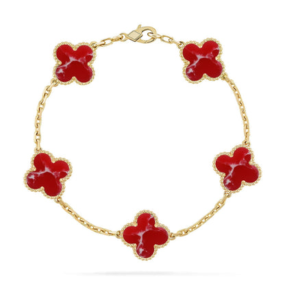 [Elowen Jewels]CLOVER 5 MOTIF RED PATTERN BRACELET COLLECTION