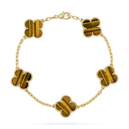 [Elowen Jewels] CLOVER 5 MOTIFS TIGER EYE BRACELET COLLECTION