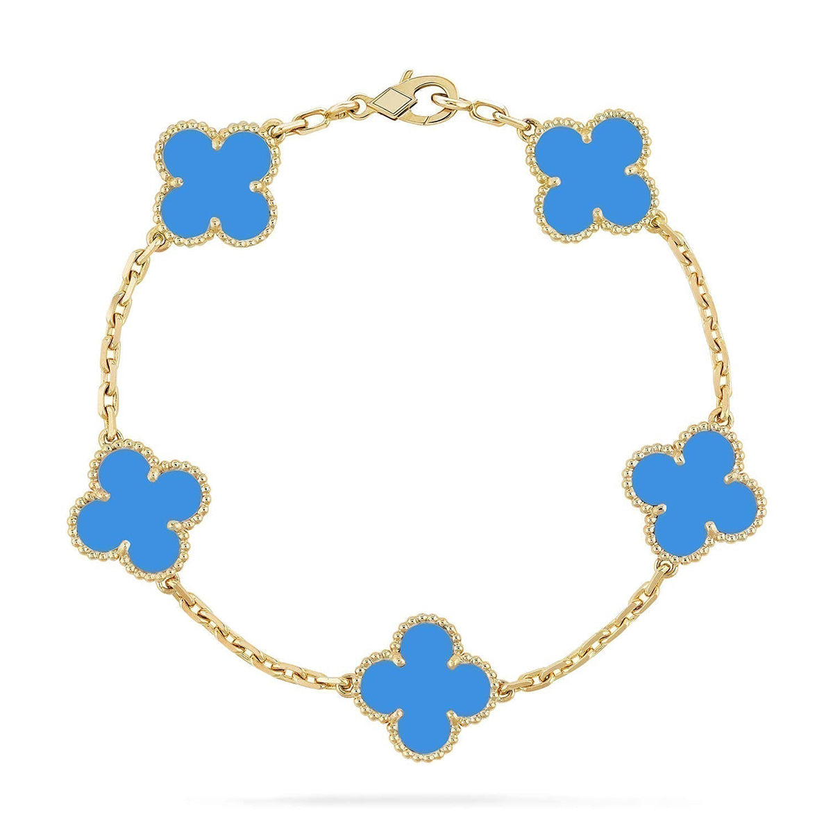 [Elowen Jewels] CLOVER 5 MOTIF BLUE AGATE BRACELET COLLECTION