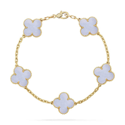 [Elowen Jewels] CLOVER 5 MOTIF PURPLE CHALCEDONY BRACELET COLLECTION