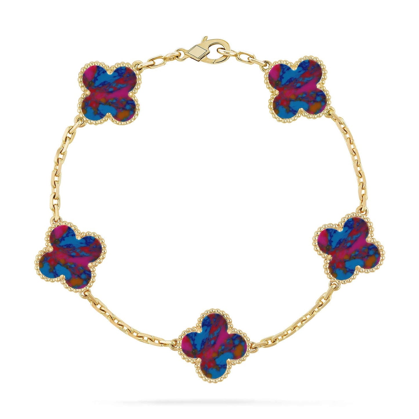 [Elowen Jewels]CLOVER 5 MOTIF COLOR GEMSTONES BRACELET COLLECTION