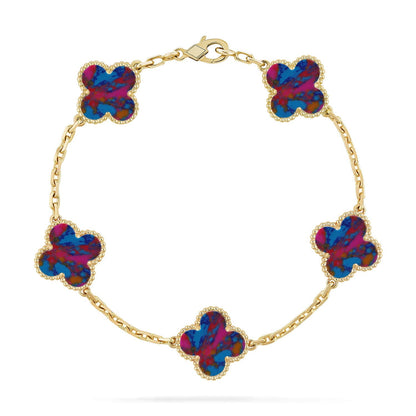 [Elowen Jewels]CLOVER 5 MOTIF COLOR GEMSTONES BRACELET COLLECTION