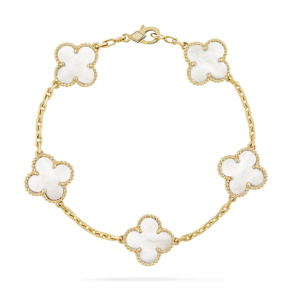 [Elowen Jewels]CLOVER WHITE PEARL MOP 5 MOTIF BRACELET COLLECTION