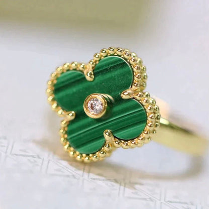 [Elowen Jewels]CLOVER MALACHITE RING GOLD DIAMOND