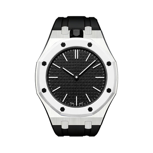 Oak Pop Black Steel Silicone Strap