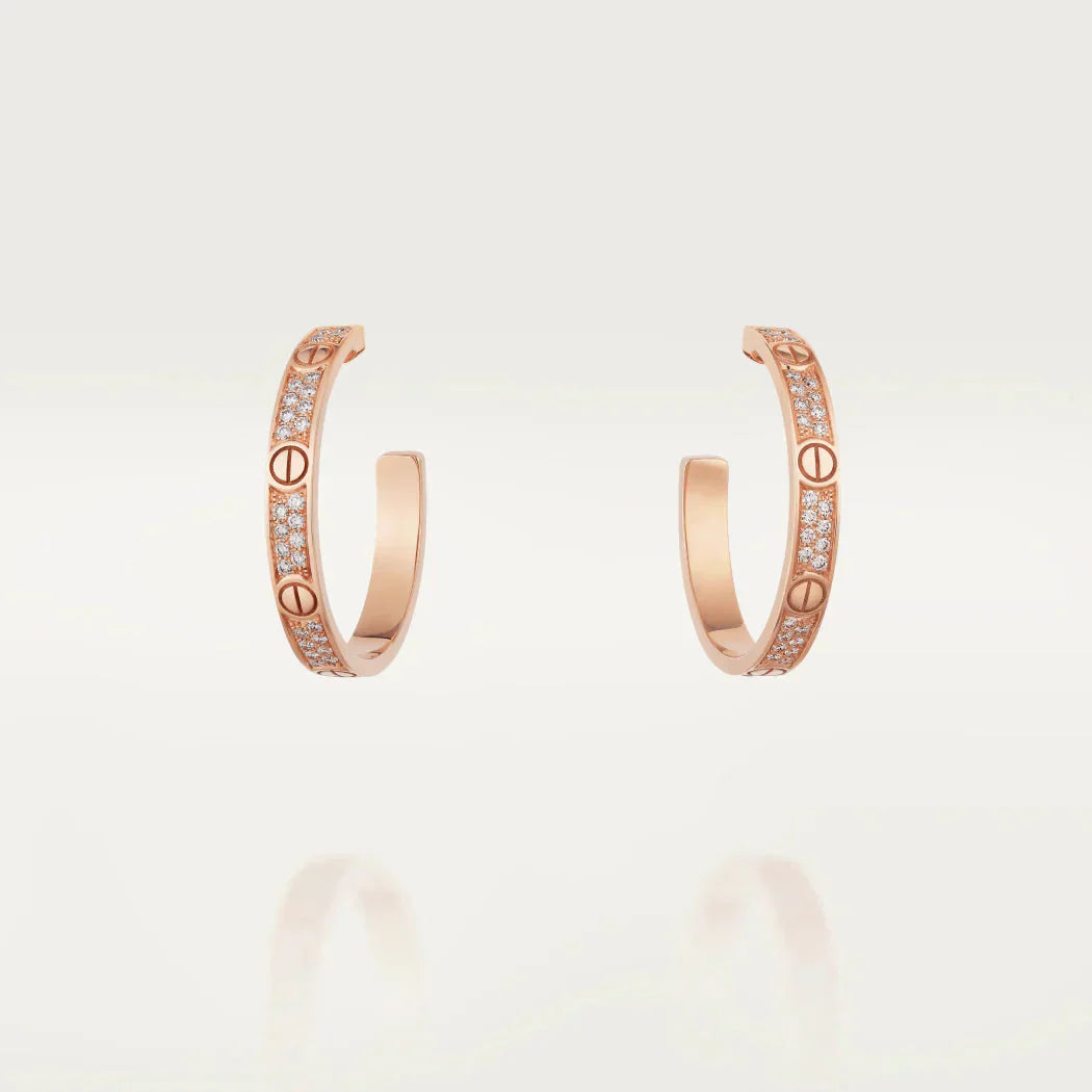 [Elowen Jewels]LOVE DIAMOND PINK GOLD HOOP EARRINGS