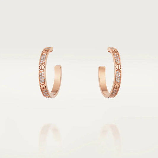 [Elowen Jewels]LOVE DIAMOND PINK GOLD HOOP EARRINGS