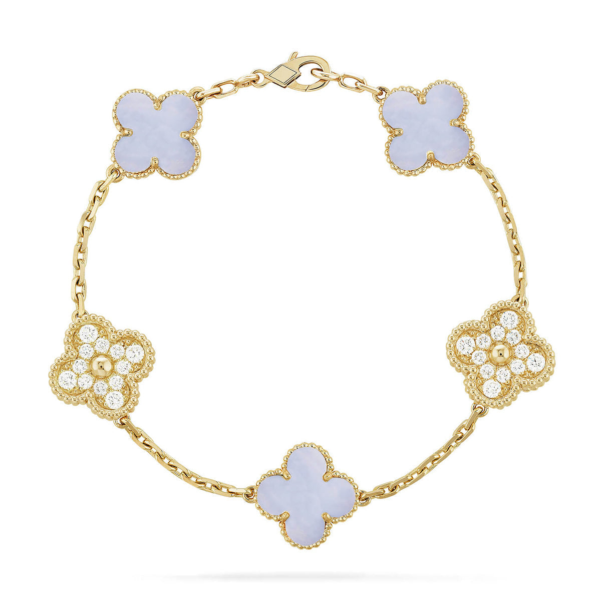 [Elowen Jewels] CLOVER 5 MOTIF PURPLE CHALCEDONY BRACELET COLLECTION
