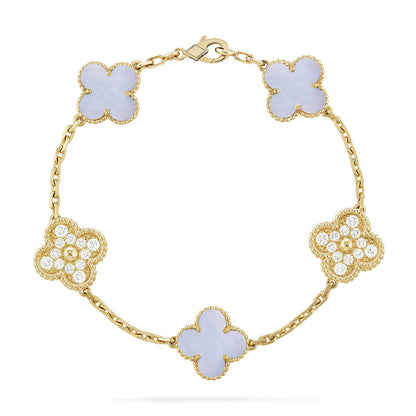 [Elowen Jewels] CLOVER 5 MOTIF PURPLE CHALCEDONY BRACELET COLLECTION