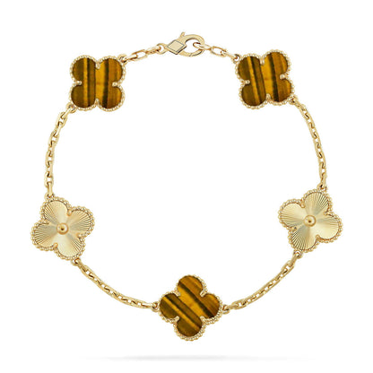 [Elowen Jewels] CLOVER 5 MOTIFS TIGER EYE BRACELET COLLECTION