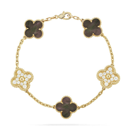 [Elowen Jewels] CLOVER 5 MOTIF GRAY MOP BRACELET COLLECTION